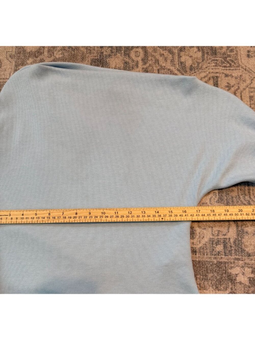 We The Free People Blue Fuji Waffle Knit Off Shoulder Top Medium Long Sleeves - Picture 6 of 8